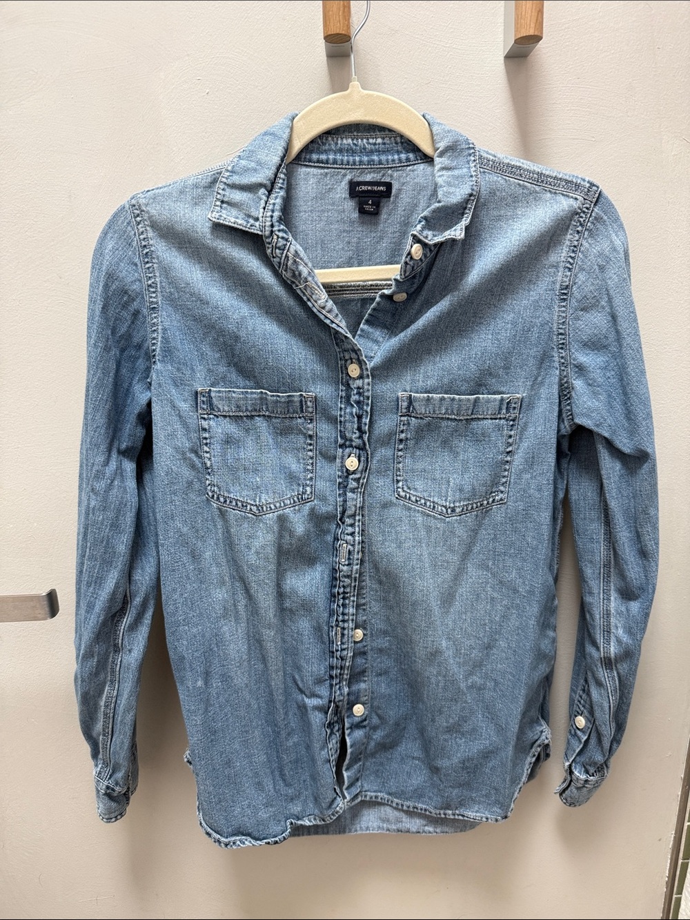 J. Crew Factory Light Blue Denim Button-Down Shirt